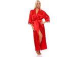 Vestaglia Lunga Da Donna In Seta Kimono; Rosso L