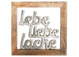 Gilde Rilievo Murale, Quadrato, "Live, Love, Laugh"", Vivere, Amare, Ridere, Detto, Alluminio, Legno, Colore Naturale, Argentato, , L. 2 Cm, L. 20 Cm, H. 20 Cm 48280"