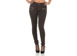 Treggings Jeggings Hipsters Stretch Slimfit Con Tasche Pantaloni; Khaki Xl