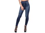 Leggings Donna Jeggings Look Denim Vita Alta Blu S/M/L