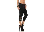 Donna 3/4 Leggings Leggings Corti Con Strass Taglia S/36 , M/38 Nero S/36