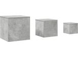 Tavolini 3 Pezzi In Cemento Grigio A Base Di Legno