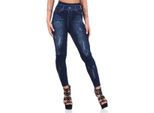 Leggings Donna Look Denim Vita Alta Blu-1 S/M/L
