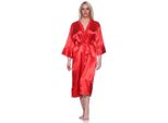 Vestaglia Da Donna Kimono Vestaglia Da Notte In Raso Con Pizzo; Rosso/L/40