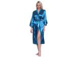 Vestaglia Kimono Da Donna Vestaglia Di Raso Con Pizzo; Petrolio/Xl/42