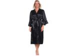 Vestaglia Da Donna Kimono Vestaglia Da Notte In Raso Con Pizzo; Nero/Xl/42