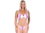 Set Lingerie Donna Reggiseno Con Ferretto Slip Push-Up Tanga Intimo Rosa 70 Coppa B
