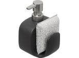 5Five Simply Smart Seifenspender Mit SpüLschwamm, Steinzeug, Kunststoff, Schwarz, 400 Ml, 167782