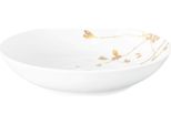 Piatto Fondo - Bianco - Giallo Oro - Ø 21 Cm - Porcellana - Motivo Floreale