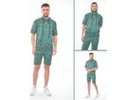Tuta Da Jogging Da Uomo Con Pantaloncini E Cappuccio, Verde/L