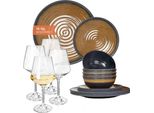 Set Di Stoviglie Da Campeggio In Melamina 4 Persone Stone Curry + 4 Bicchieri Da Vino Milano White Servizio Da Tavola Picnic Bbq Cookware