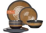 Moritz Stoviglie Da Campeggio In Melamina Per 4 Persone 12 Pezzi | Lavabili In Lavastoviglie | Set Di Stoviglie Da Picnic | Stoviglie Da Campeggio I Stone Curry Design