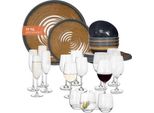 Set Di Stoviglie Da Campeggio In Melamina 4 Persone Stone Curry + 16 Bicchieri Tiamo Bicchieri Da Acqua Bicchieri Da Vino Bicchieri Da Champagne FlûTes Stoviglie Picnic Bbq Cookware