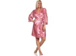 Vestaglia Da Donna Corta A Kimono In Raso Con Pizzo; Rosa Scuro/2Xl