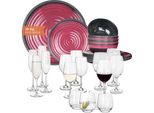 Set Di Stoviglie Da Campeggio In Melamina 4 Persone Stone Red + 16 Bicchieri Tiamo Bicchieri Da Acqua Bicchieri Da Vino Bicchieri Da Champagne FlûTes Stoviglie Picnic Bbq Cookware