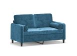 Vidaxl Divano A 2 Posti Con Cuscini Decorativi Blu 120 Cm In Velluto