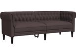 Divano Chesterfield 3 Posti In Tessuto Marrone Scuro