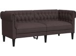 Divano Chesterfield 2 Posti In Tessuto Marrone Scuro