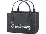 Gilde Tasche, Rechteckig, "Brandenburg"", Herzmotiv, Schriftzug, Filz, Grau, , L. 26 Cm, B. 40 Cm, H. 25 Cm 44595 /Abverkauf Nur Solange Vorrat Reicht"