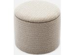 Pouf In Tessuto Con Contenitore, Bianco