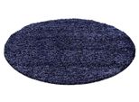 Tappeto A Pelo Alto Life Blu Navy 80 Cm Rotondo