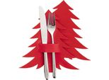 Portaposate Natalizio In Feltro Rosso - 2 Set A Forma Di Albero Di Natale