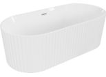 Mexen Paola Vasca Da Bagno Freestanding Scanalata 150 X 75 Cm, Bianco Lucido, Troppopieno Nichel Spazzolato - 52721507500-97