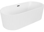 Mexen Paola Vasca Da Bagno Indipendente Scanalata 150 X 75 Cm, Bianca Opaca, Troppopieno Nero - 52721507501-70