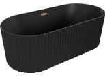 Mexen Paola Vasca Da Bagno Indipendente Scanalata 150 X 75 Cm, Nero Opaco, Tracimamento Oro Rosa - 52721507571-60