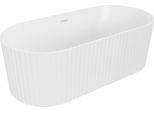 Mexen Paola Vasca Da Bagno Autoportante Scanalata 150 X 75 Cm, Bianco Opaco, Troppopieno Bianco - 52721507501-20