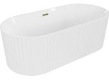Mexen Paola Vasca Da Bagno Freestanding Rigata 150 X 75 Cm, Bianca Lucida, Troppopieno Dorato - 52721507500-50