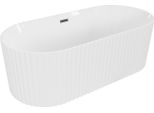 Mexen Paola Vasca Da Bagno Indipendente Scanalata 170 X 80 Cm, Bianca Lucida, Troppopieno Gun Gray Spazzolato - 52721708000-66