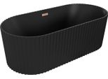 Mexen Paola Vasca Da Bagno Indipendente Rigata 150 X 75 Cm, Nero Opaco, Troppo Pieno In Rame Spazzolato - 52721507571-65