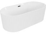 Mexen Paola Vasca Da Bagno Freestanding Rigata 150 X 75 Cm, Bianco Lucido, Troppopieno Nero - 52721507500-70