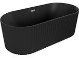 Mexen Paola Vasca Da Bagno Indipendente Rigata 150 X 75 Cm, Nero Opaco, Troppo Pieno Oro - 52721507571-50