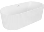 Mexen Paola Vasca Da Bagno Freestanding Zigrinata 150 X 75 Cm, Bianco Opaco, Troppopieno Nichel Spazzolato - 52721507501-97