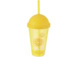 Bicchiere Giallo Con Coperchio E Cannuccia Per Frullati E Tè Freddo