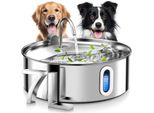 Fukumaru 7L Fontanella Per Cani, Gatti 5 Strati Di Filtrazione Luce Led, Pompa Silenziosa Per Cani In Acciaio Inox, Protezione Da Sovraccarico, Cani Grandi/Gatti Multipli, 3