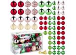Palline Di Natale Infrangibili Rosso Rosa Oro Verde 8/5 Cm 68 Pz.