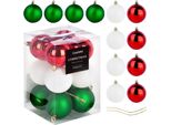 Palline Di Natale Infrangibili Rosse Verdi Bianche 6 Cm 12 Pezzi.