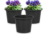 Vaso Da Giardino In Plastica, Nero, Rotondo, 14,5 Cm, 3 Pezzi.