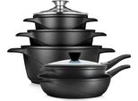 Briebe MGK1819 Set Di Pentole Ad Induzione 10 Pezzi In Alluminio Fuso 3 Pentole 2 Padelle Nero