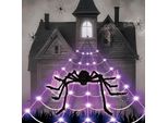 Decorazione Ragno Gigante Con Ragnatela Led - Halloween - 500 Cm