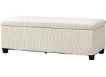 Panca Fortuna Lai Con Vano Contenitore Panca Imbottita Con Rivestimento In Velluto A Coste, Panca Contenitore Con Gambe In Acciaio, Panca Contenitore Per Soggiorno, Camera Da Letto, Corridoio 112 X 42 X 40 Cm, Beige