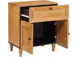 Vidaxl Comodino Marrone Chiaro 50 X 33 X 60 Cm In Legno Massiccio Di Mango