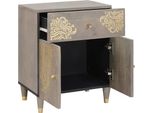 Vidaxl Comodino Grigio 50 X 33 X 60 Cm In Legno Massiccio Di Mango