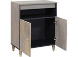 Vidaxl Credenza Grigio E Oro 60 X 33,5 X 75 Cm In Legno Massiccio Di Mango