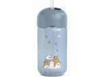 Suavinex, Bicchiere Per Bambini, Con Cannuccia In Silicone Morbida E Flessibile, Sistema Anti-Goccia E Anti-Perdita, Lavabile In Lavastoviglie, Coperchio, 340 Ml,