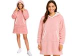 Ruhhy Coperta Con Cappuccio Coperta Oversize Indossabile Con Cappuccio E Tasca A Canguro, Fodera In Sherpa, Calda E Morbida, Taglia Unica Rosa 26144