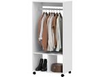Kleiderschrank Garderobe,60 cm x 40 cm x 127 cm, 1 Kleiderstange, 2 Regale, Weiß